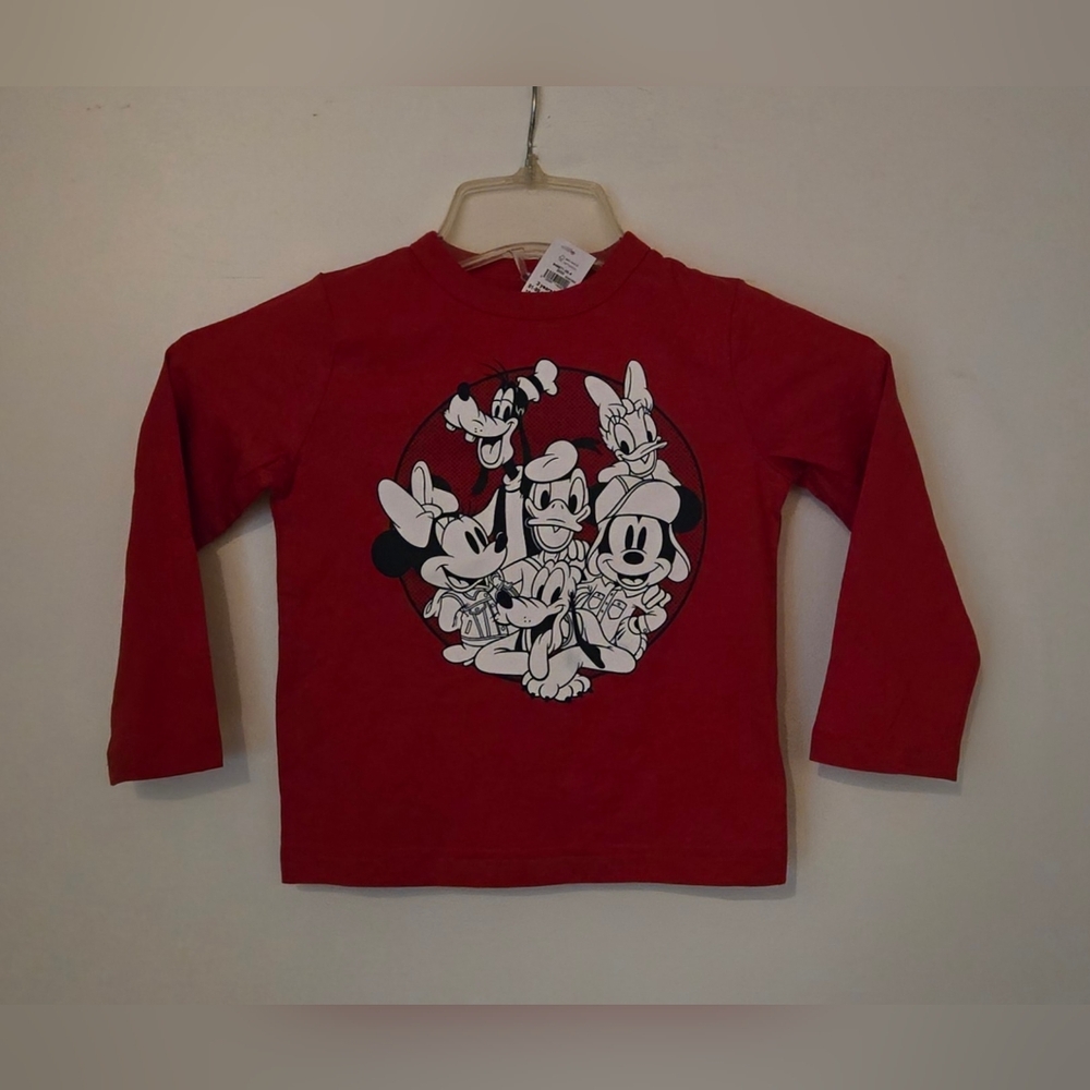 NWT: Mickey Mouse & Friends Long-Sleeved T-shirt; from GAP; Size 3; Red w/B & W